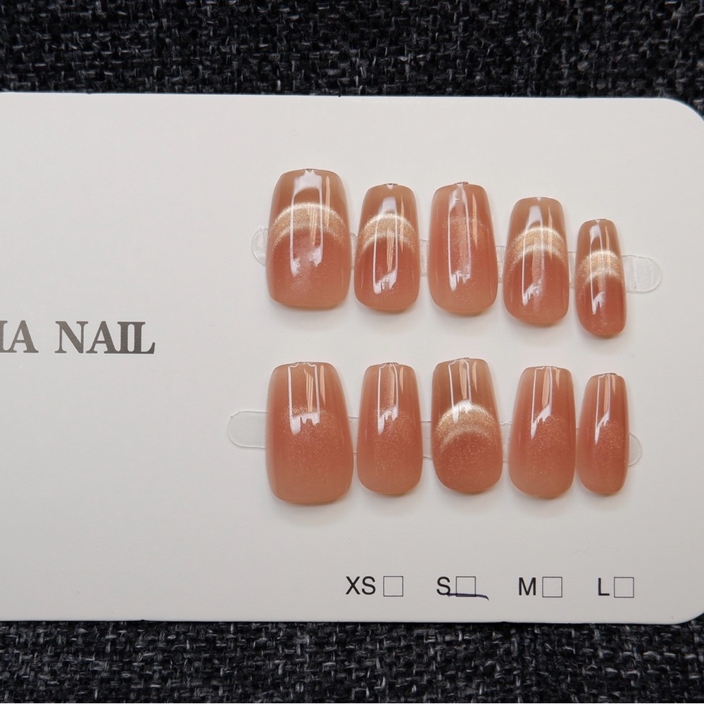 Glossy Brown Press-On Nails